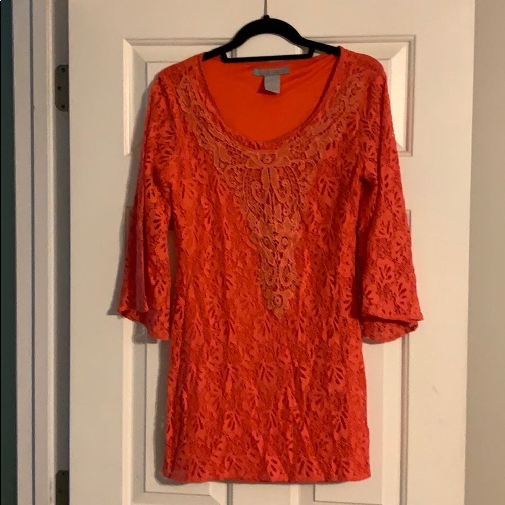 Flying Tomato Fully lined Lace Coral dress Size L